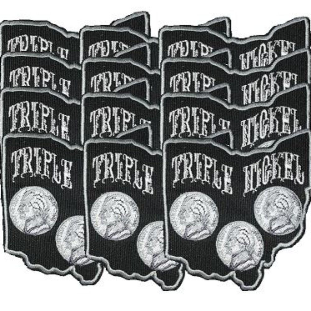 12 of our Fancy Design embroidered Ohio state route patch for the Triple Nicke…